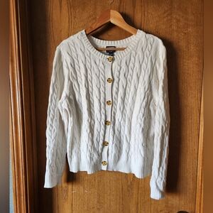 Lands' End Ivory Cable Knit Cardigan